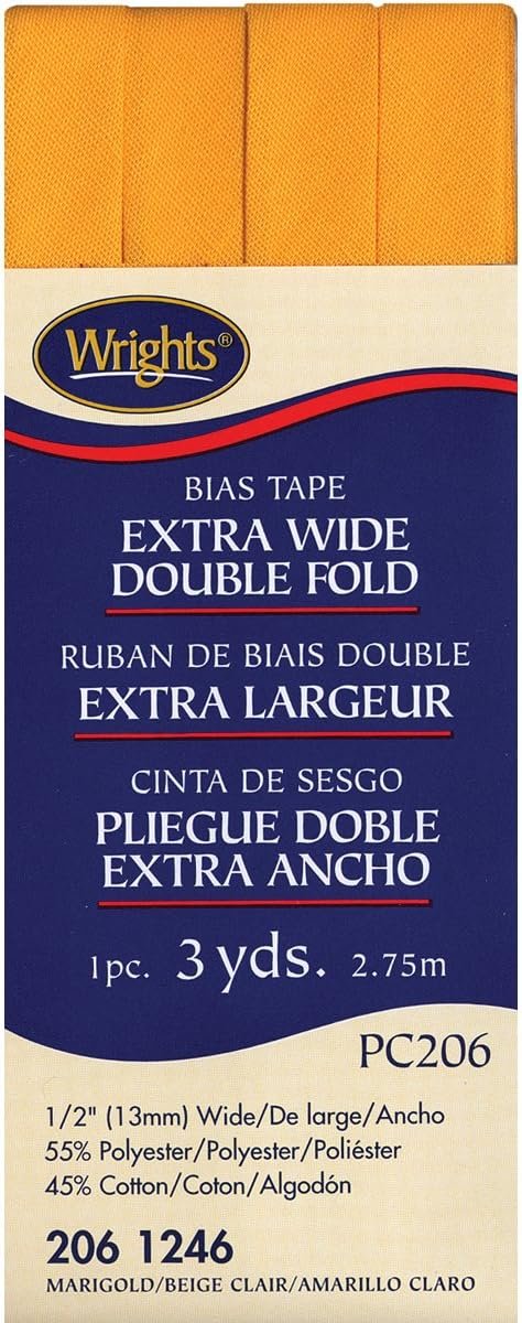 Wrights 117-206-1246 Extra Wide Double Fold Bias Tape, Marigold, 3-Yard