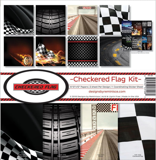 Reminisce CKF-200 Scrapbook Checkered Flag Collection Kit, 12x12 inches, Multicolor