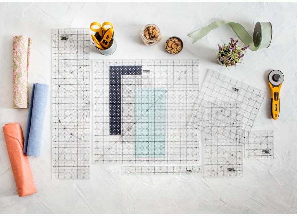 OLFA 1071800 QR-16S 16-1/2-Inch Square Frosted Advantage Acrylic Ruler