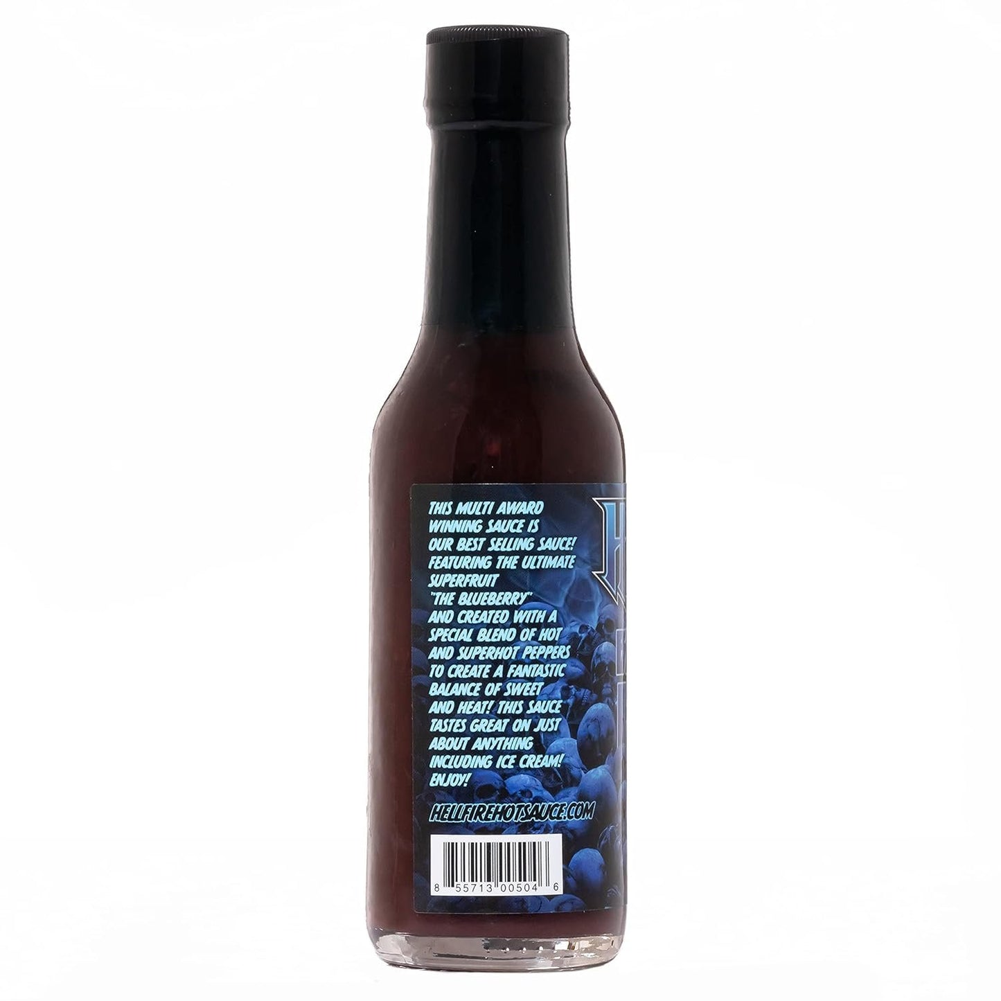 Hellfire Blueberry Hell Hot Sauce with Carolina Reaper Peppers, Gourmet, Award-Winning Fruit-Based Hot Sauce, 5 oz.