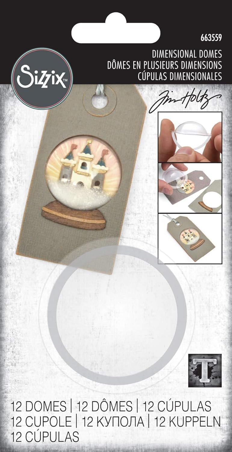 Sizzix Accessory Dimensional Domes, 12PK Inspired by Tim Holtz, us:one size, 12 Pack / 1.4" 12 Piece