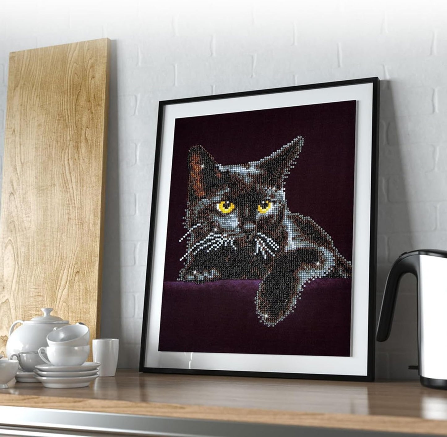 DIAMOND DOTZ® - Midnight Cat, Partial Drill, Round Dotz, Diamond Painting Kits, Diamond Art Kits for Adults, Gem Art, Diamond Art, Diamond Dotz Kits, 14"x11"