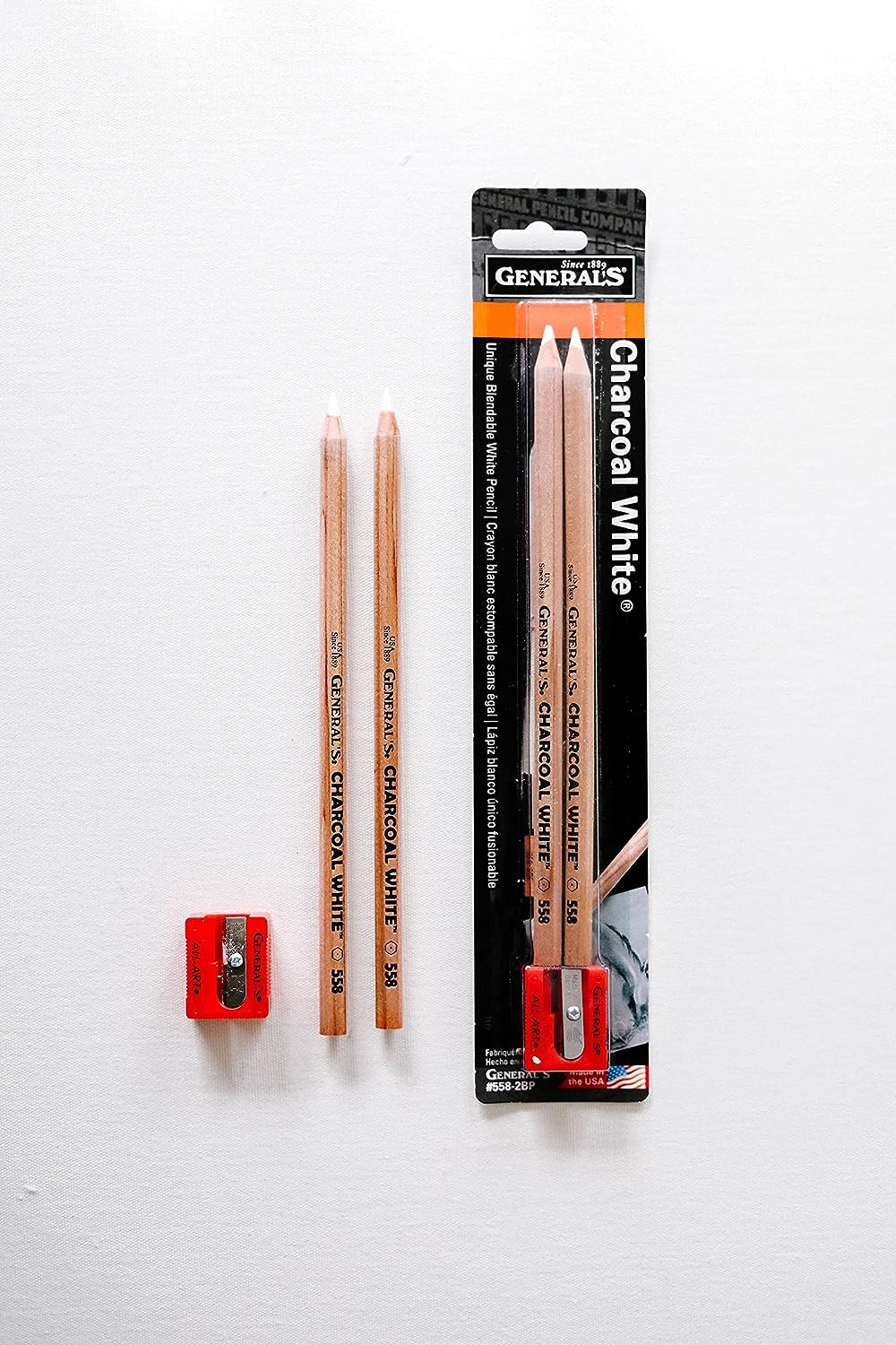 General Pencil 5582BP Charcoal White Pencils 2/Pkg-2B