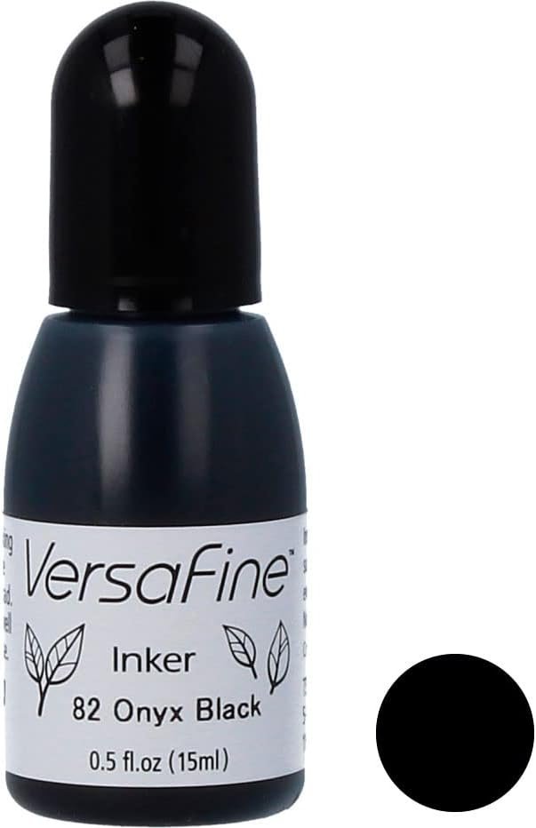 Tsukineko 1/2 Fluid Ounce VersaFine Pigment Inker, Onyx Black