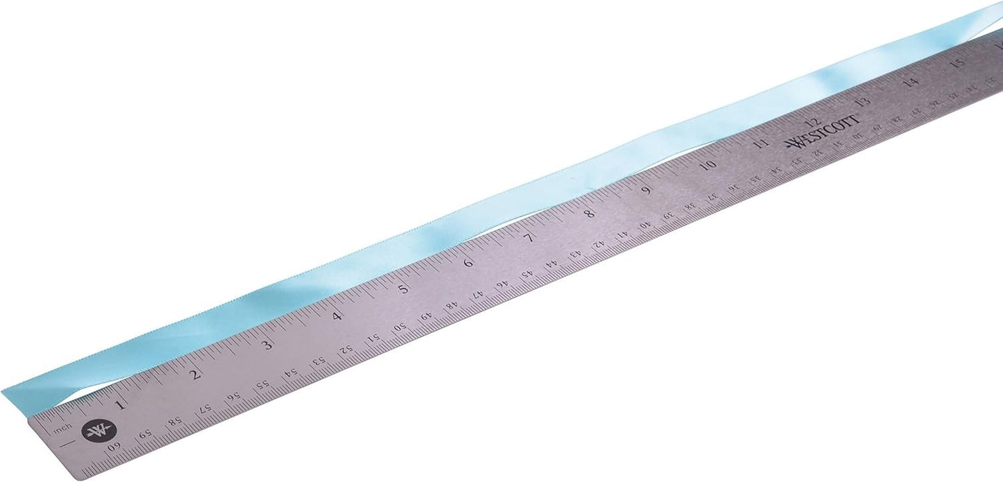 Westcott Stainless Steel Office Ruler With Non Slip Cork Base, 24"