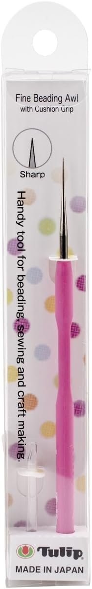 Tulip Needle Company Fine Beading Awl with Cushion Grip, Pink