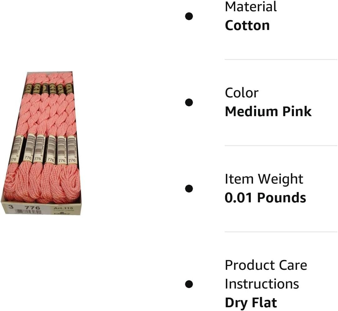 DMC 115 3-776 Pearl Cotton Thread, Medium Pink