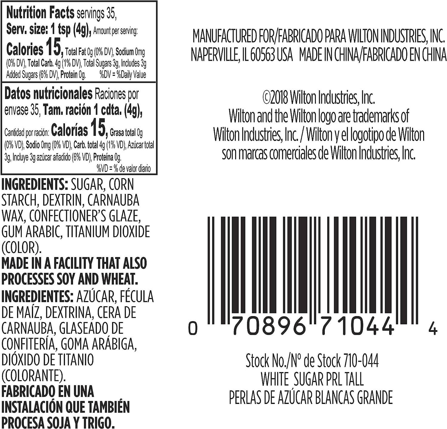 Wilton Sugar Pearls, White, 5 Oz, Non Toxic