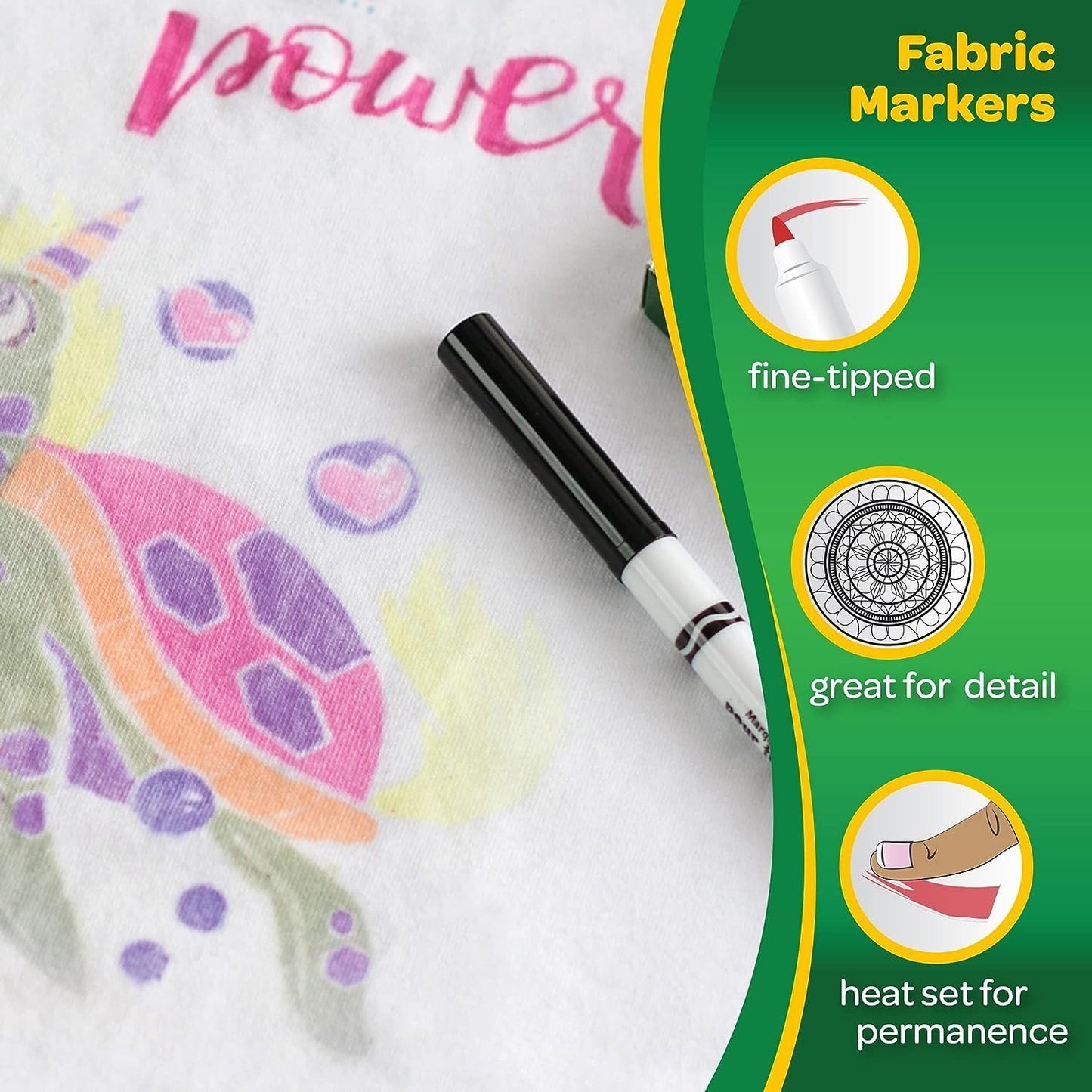Crayola Fabric Markers, At Home Crafts for Kids, Fine Tip, Assorted Colors, Set of 10