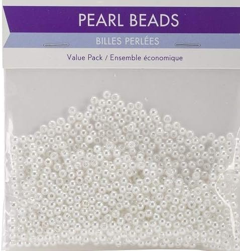 CraftMedley 850 Piece Acrylic Pearl Beads, 3mm, Sleek White