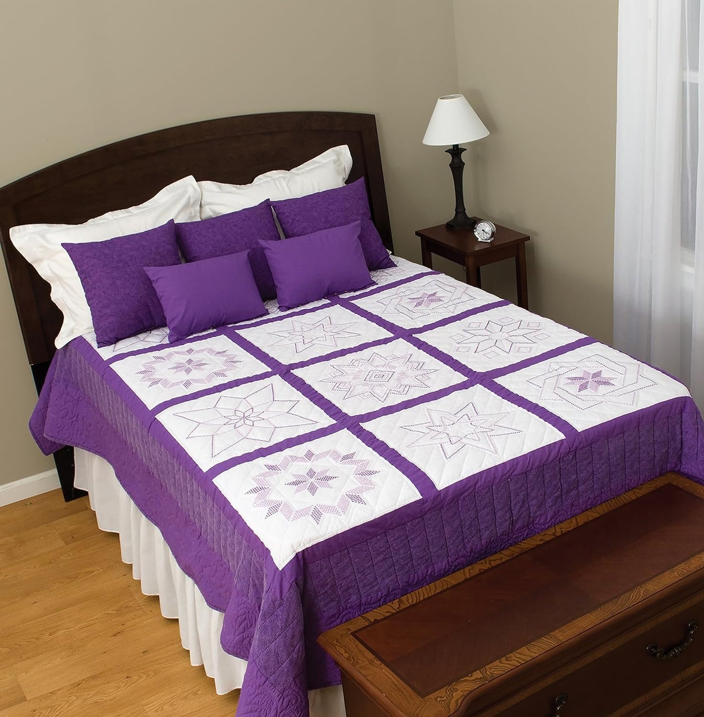 Jack Dempsey Needle Art Cross Stitch Stars Quilt Blocks, White