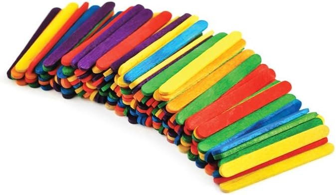 Multicraft Imports Krafty Kids 203756 CW497 Craftwood Mini Craft Sticks, 2 .13in by 0.25in, Colored, 150-Piece
