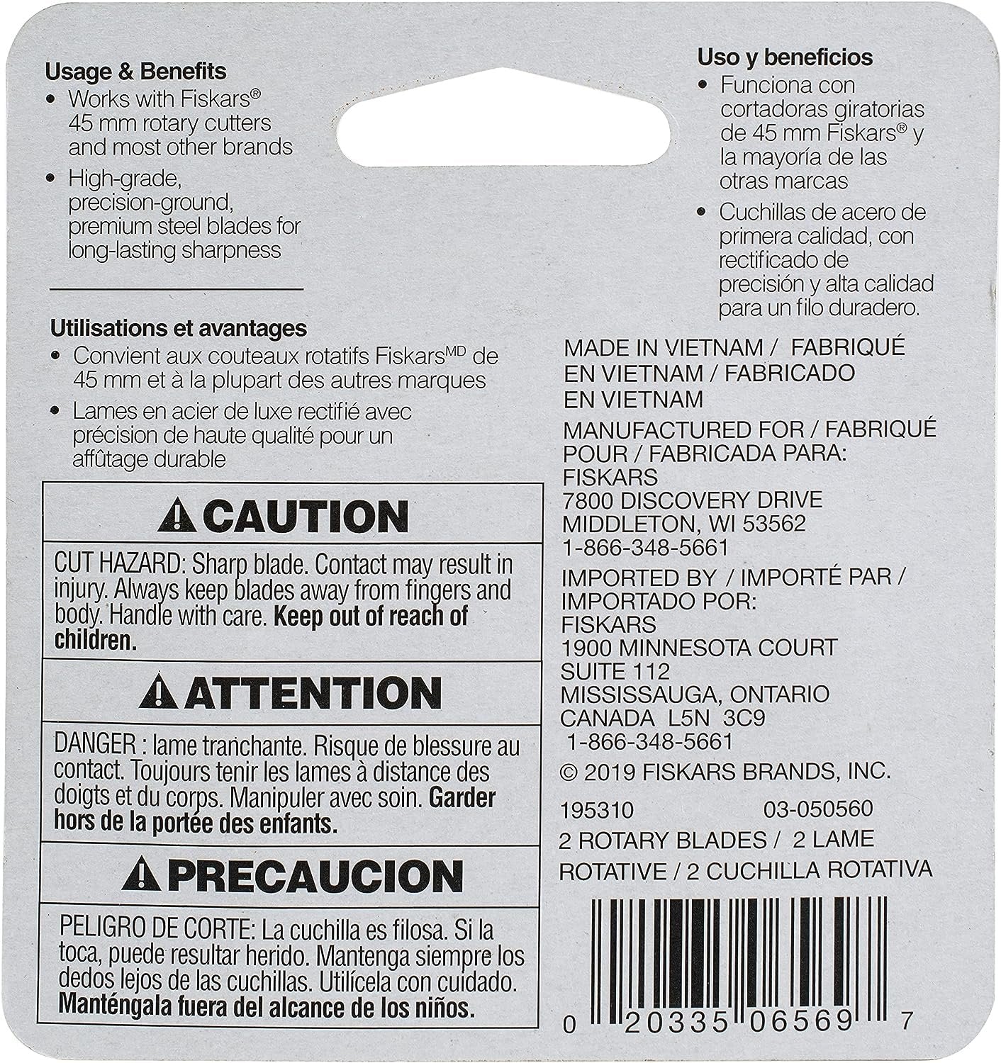 Fiskars Rotary Blade, 2 Count (Pack of 1), 0