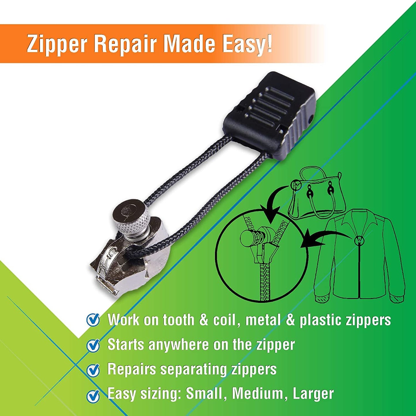 FixnZip Nickel Replacement Zipper for Sewing,