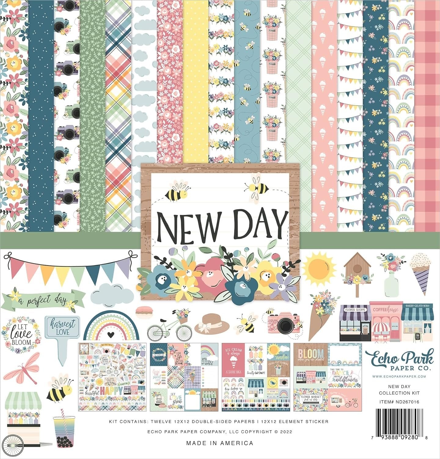 Echo Park Paper Company New Day Collection Kit, White, 12-x-12-Inch
