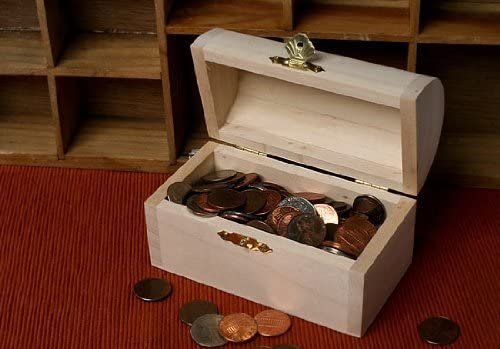Package of 8 Unfinished Wood Treasure Chest Boxes for Weddings, Crafts & More