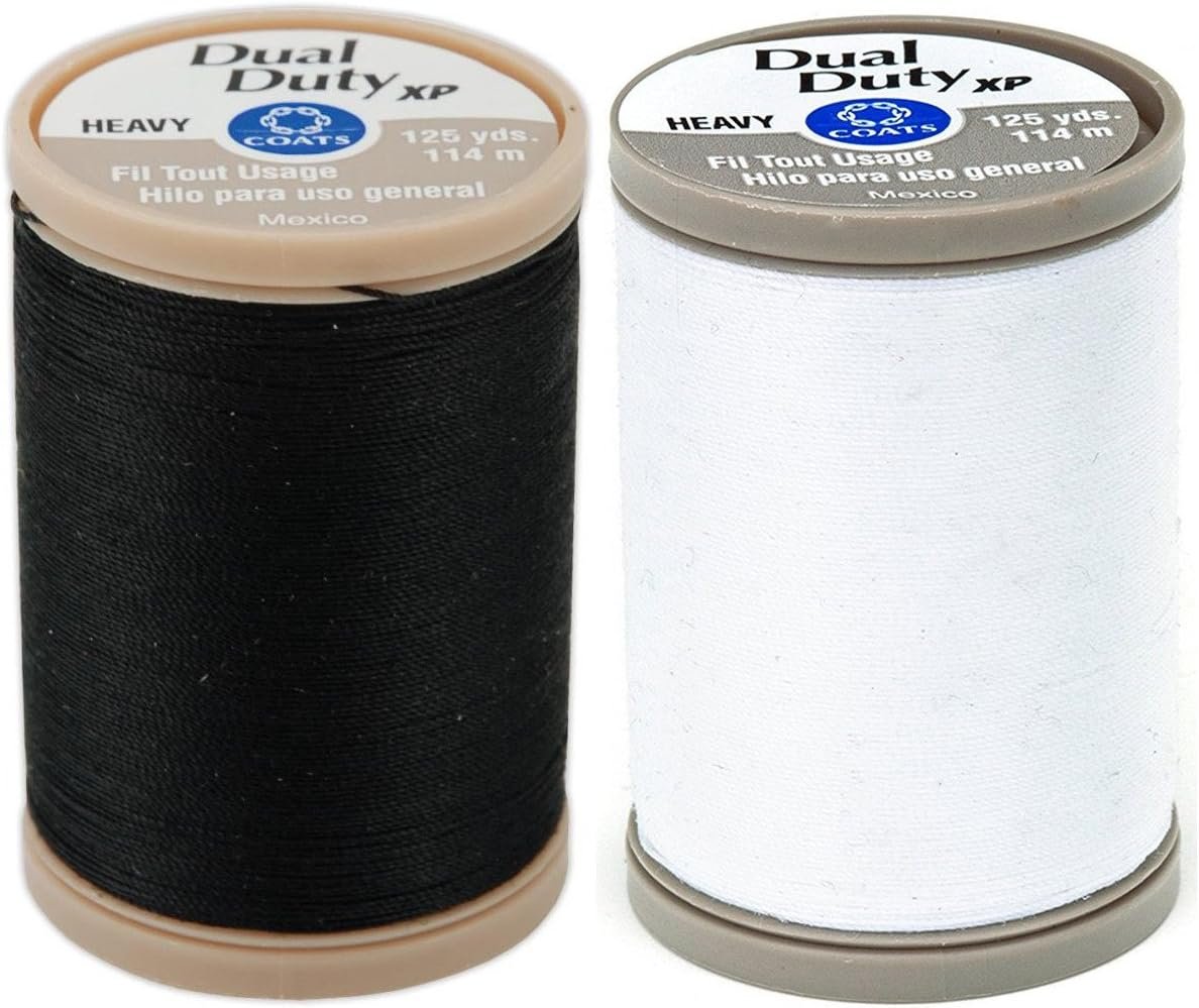 2-PACK - Coats & Clark - Dual Duty XP Heavy Weight Thread (Black + White) 125yds Each