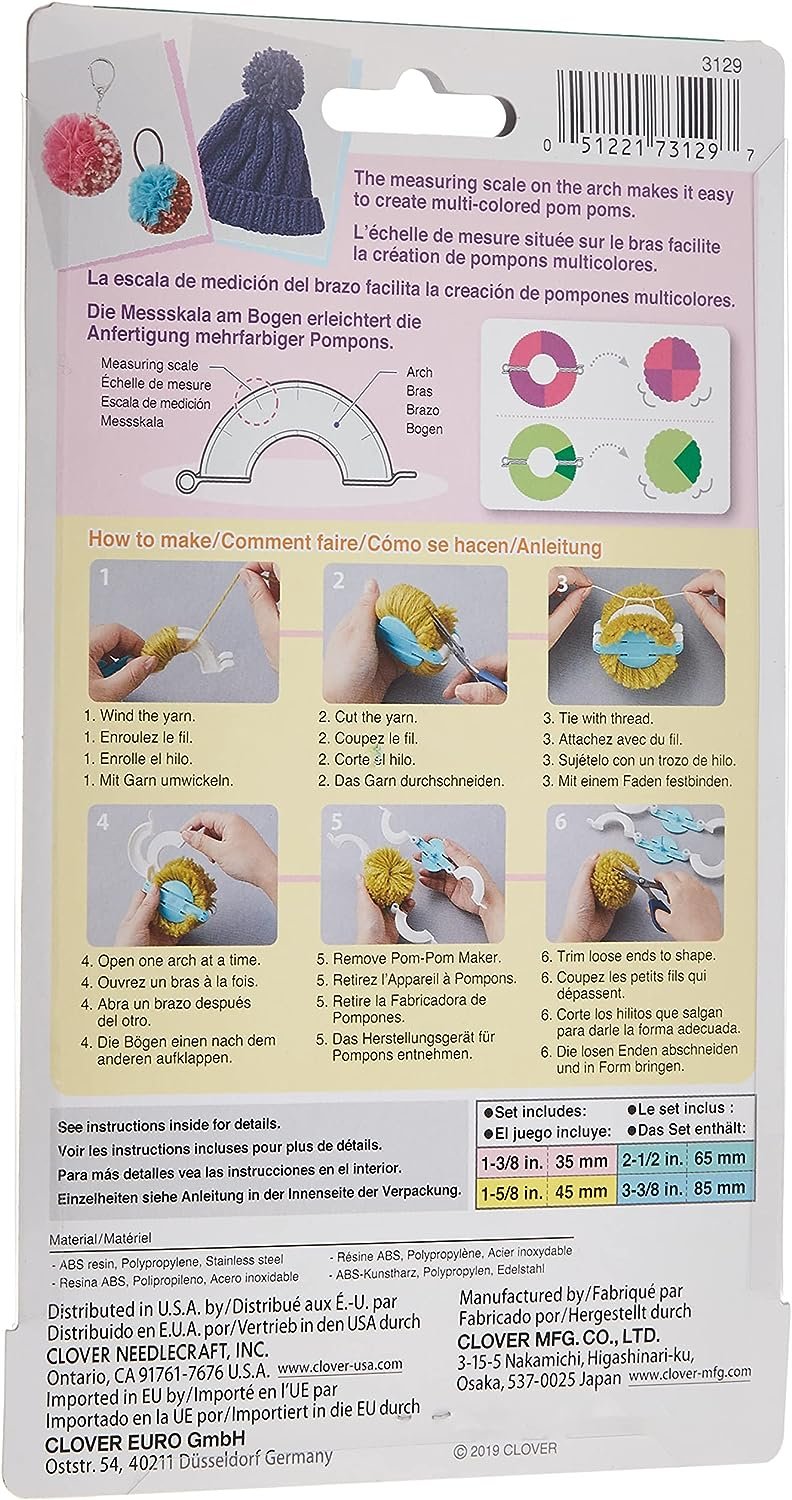 Clover Set Pom Maker, Multiple 4 Count, 8.63 x 5 x 1.38