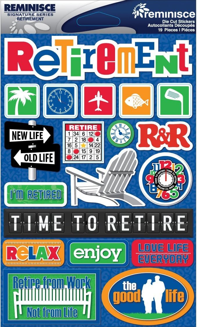 Reminisce 376093 Signature Dimensional Stickers, 4.5 by 6-Inch Sheet-Retirement