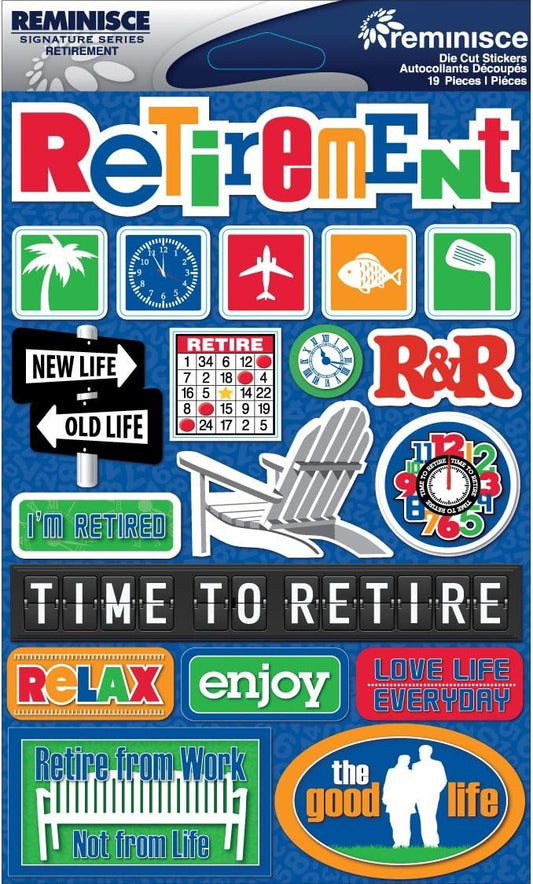 Reminisce 376093 Signature Dimensional Stickers, 4.5 by 6-Inch Sheet-Retirement