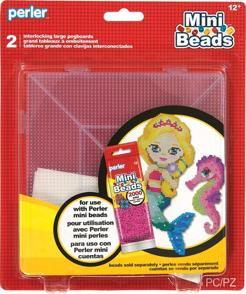 Perler Mini Beads Large Square Mini Pegboard Set, 2 Pcs