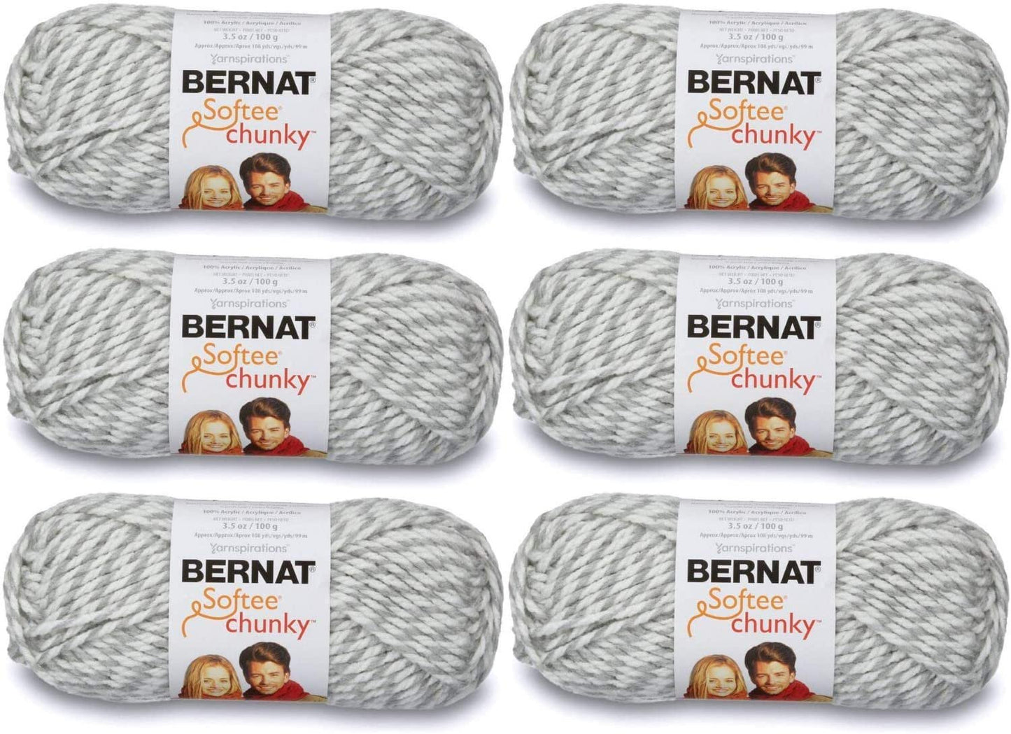 Bernat 161128-28047 Softee Chunky Yarn - Grey Ragg