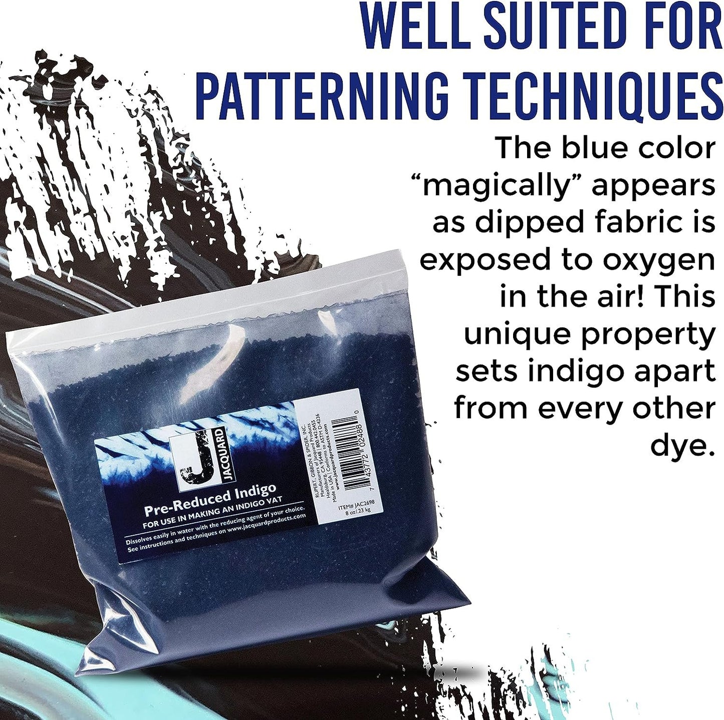 Jacquard Indigo Dye - 8 Oz Pre Reduced Indigo - Create Your Own Shibori Bag, Indigo Macrame, Indigo Dye Pillow, and More - Blue Dye Fabric