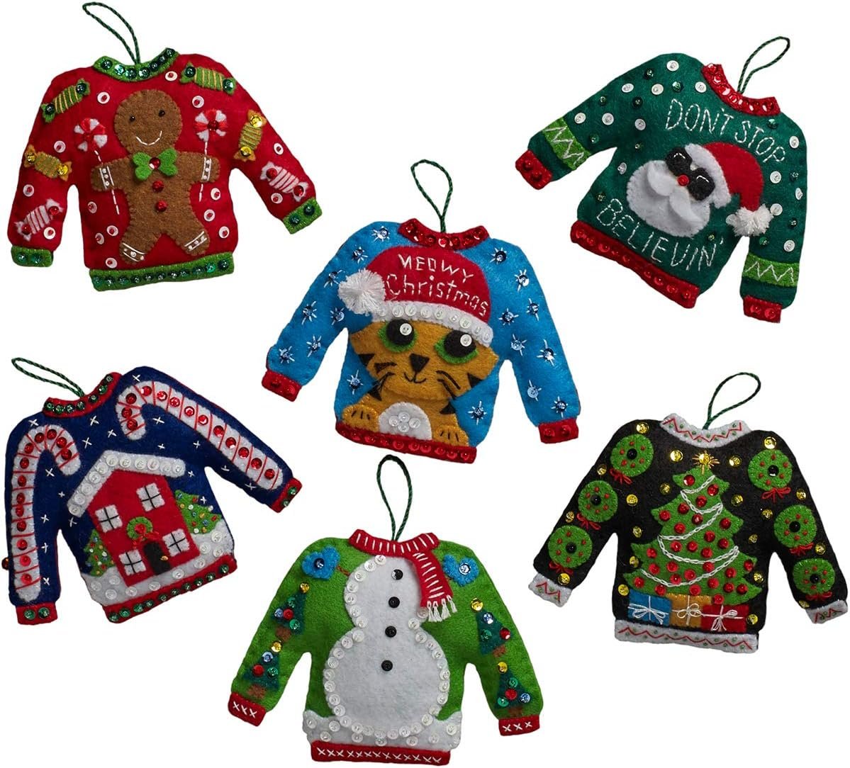 Bucilla BUC Felt Kits 6 Orns Ugly Sweaters