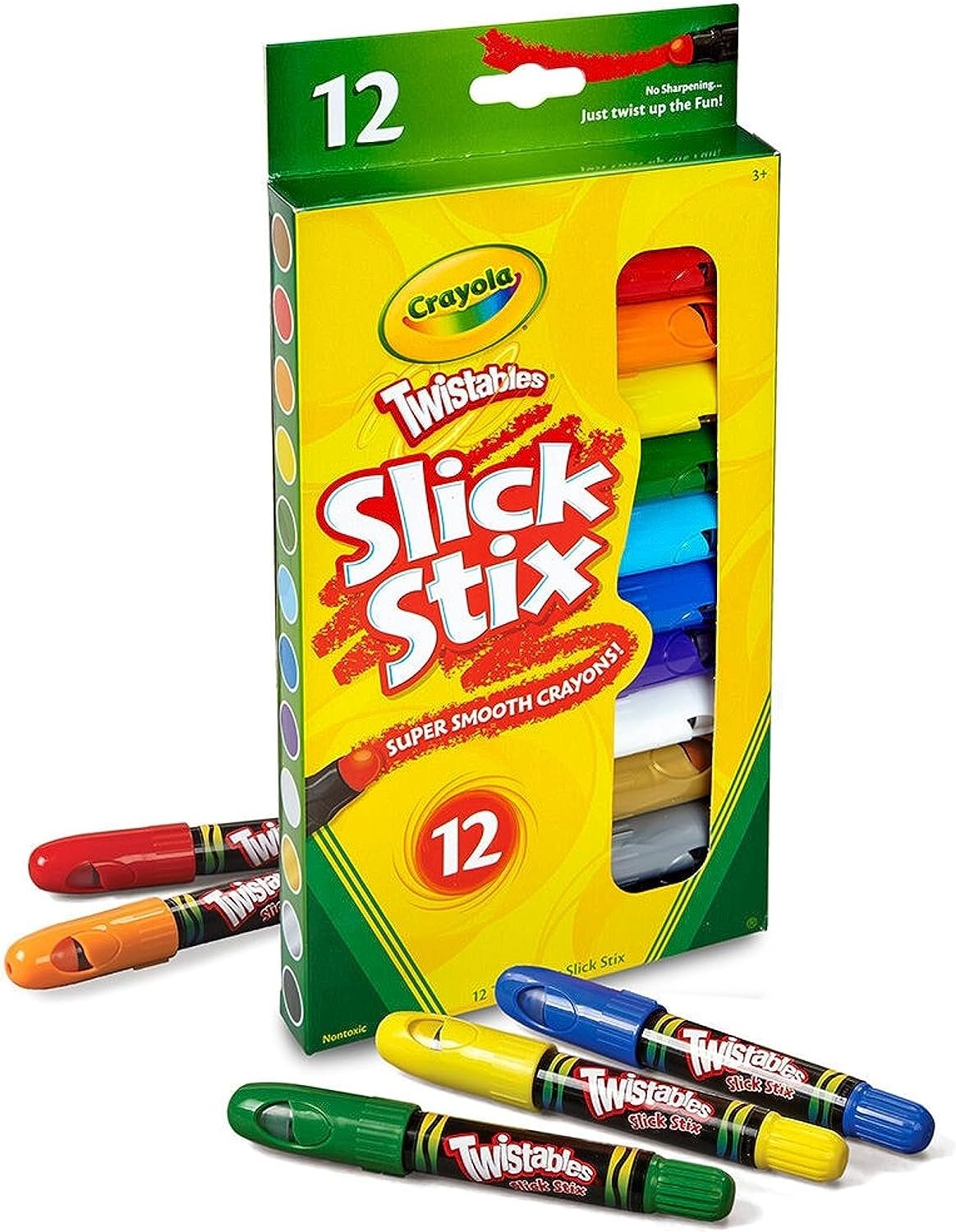 Crayola Twistables Slick Stix Crayons, 12 Count, Oil Pastel Alternative, Ages 3 & Up, Assorted