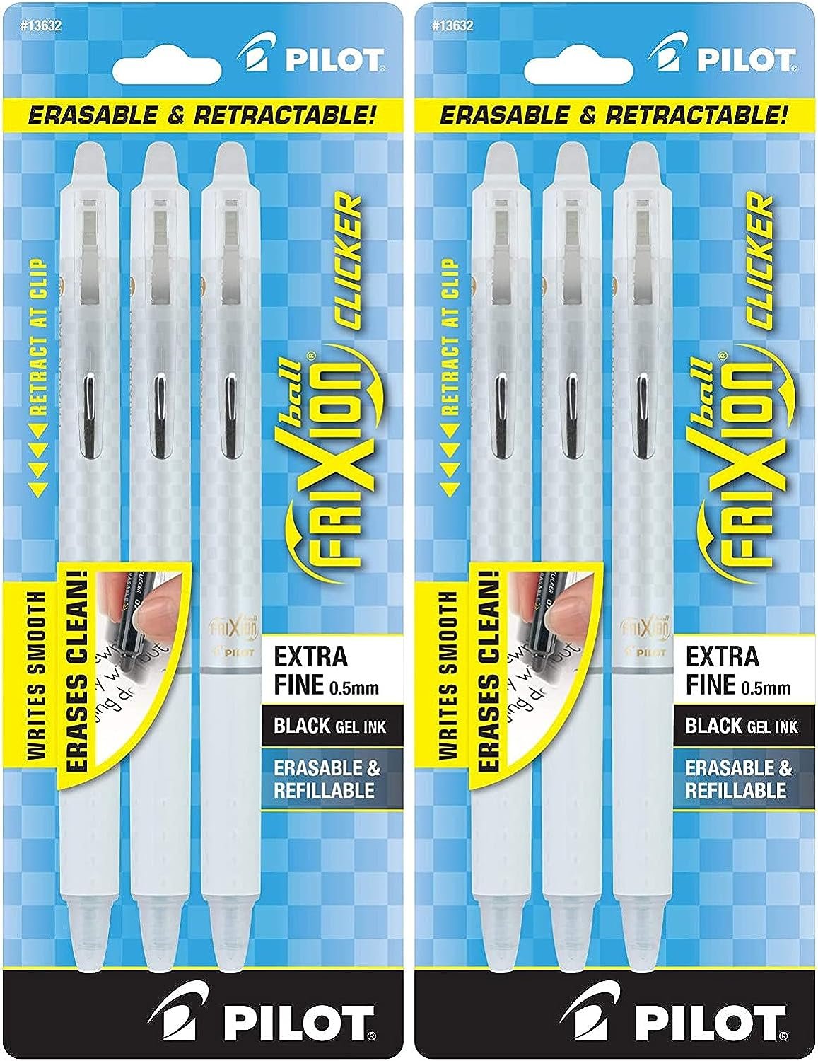 PILOT PEN Black FRIXION CLICKER PENS 3/PK