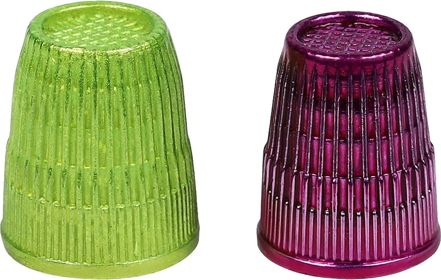 SINGER Slip Stop Thimbles, Size Small and Medium, Metallic Pink and Green - Set of 2