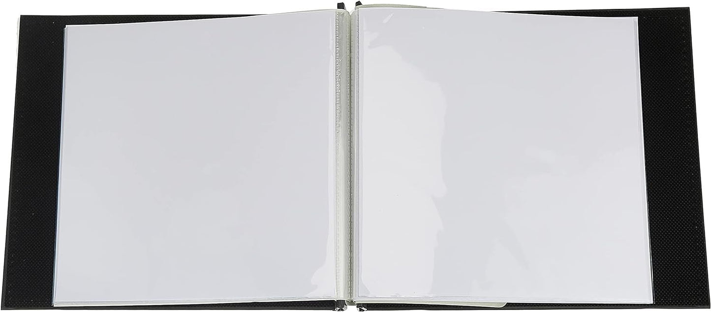 Pioneer 12-by-12-Inch Embroidered Black Leatherette Scrapbook