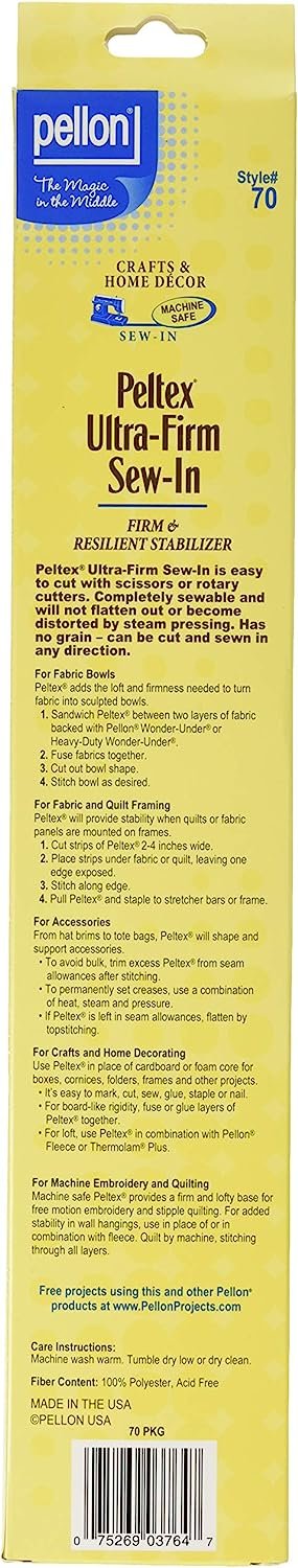 Pellon Ultra-Firm Sew stabilizer, 1 Pack, White