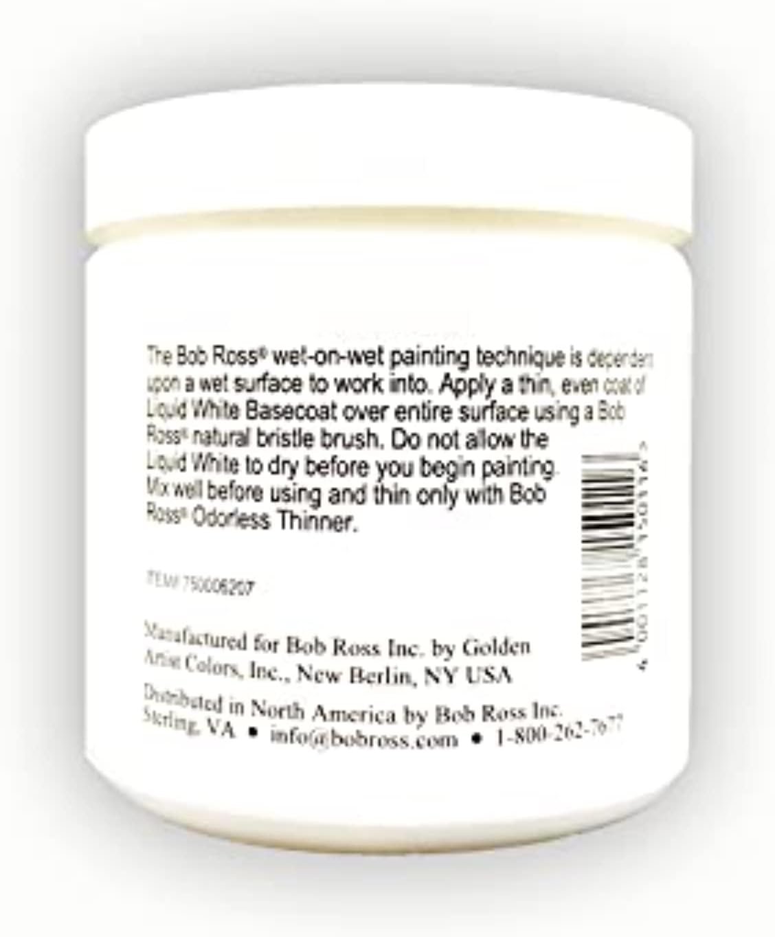 Bob Ross Liquid White Oil Paint, 237ml jar (750006207)