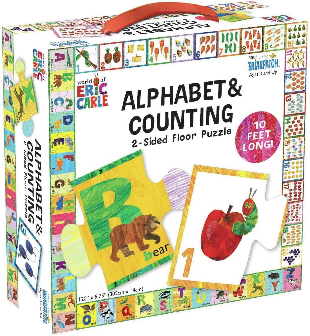 Briarpatch |The World of Eric Carle ABC/123 2-Sided Floor Puzzle, Multi