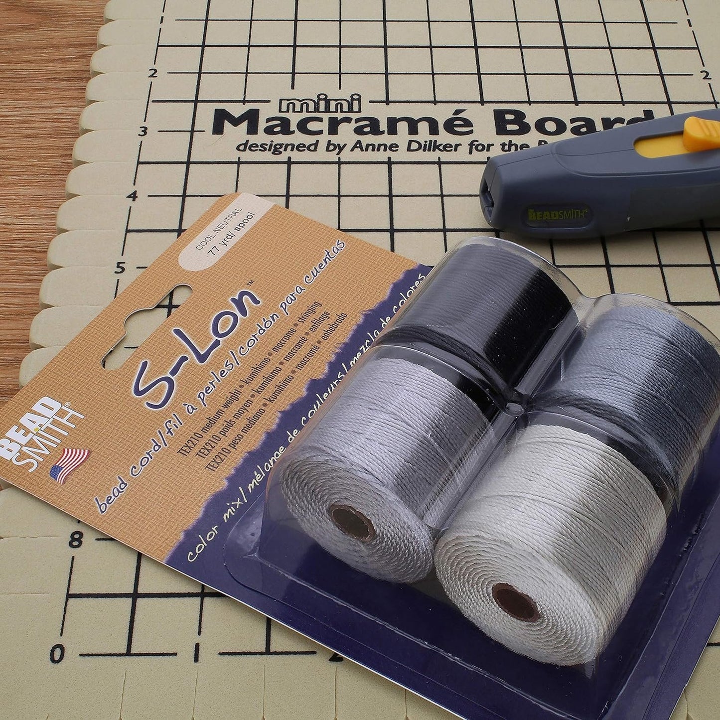 Beadsmith S-Lon Cord Multipack with 4 Spools (Cool Neutrals Mix)
