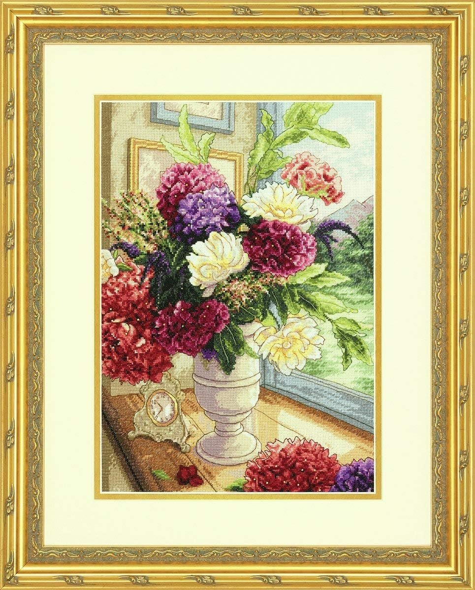 Dimensions Gold Collection Counted Cross Stitch Kit, Summer Bouquet, 18 Count Ivory Aida, 10'' x 14''