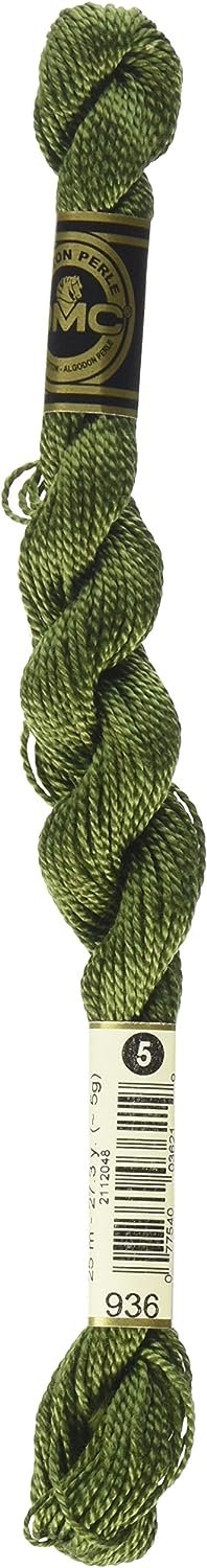 DMC 115 5-936 Pearl Cotton Thread, Very Dark Avocado Green, Size 5