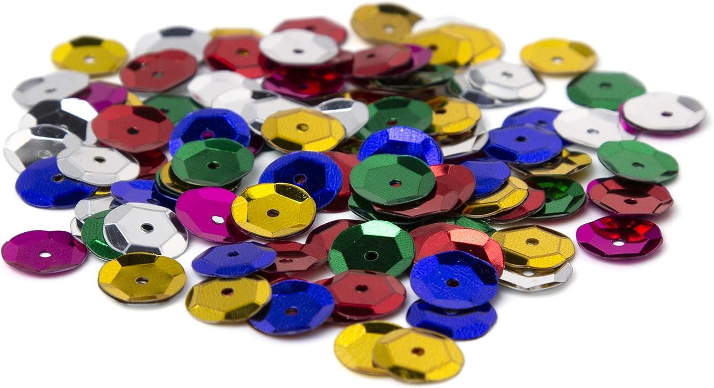 Cousin DIY Multicolored Rainbow 10mm Cupped Sequins, 120pc