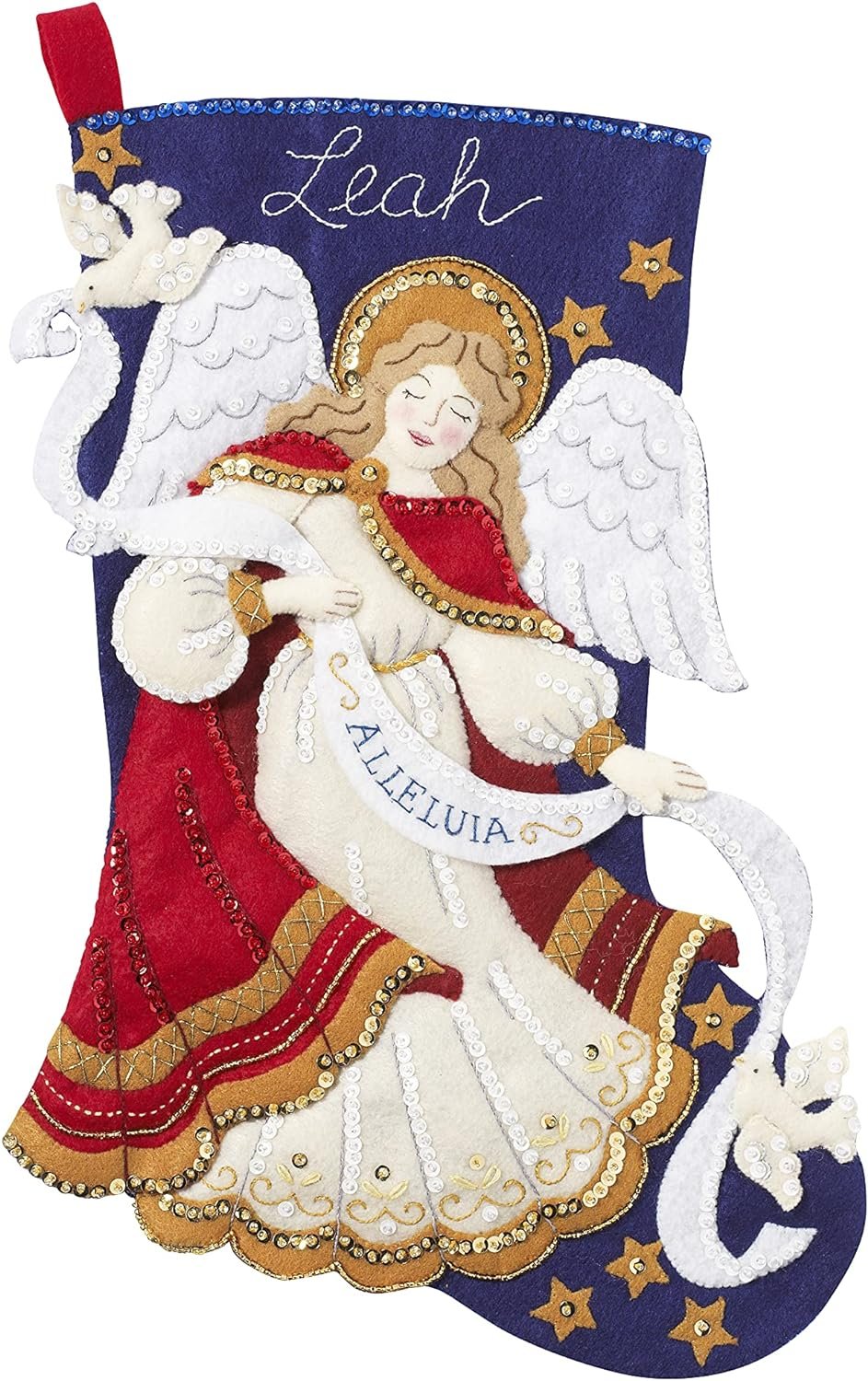 Bucilla Christmas Angel Stocking Kit, Blue, gold, white