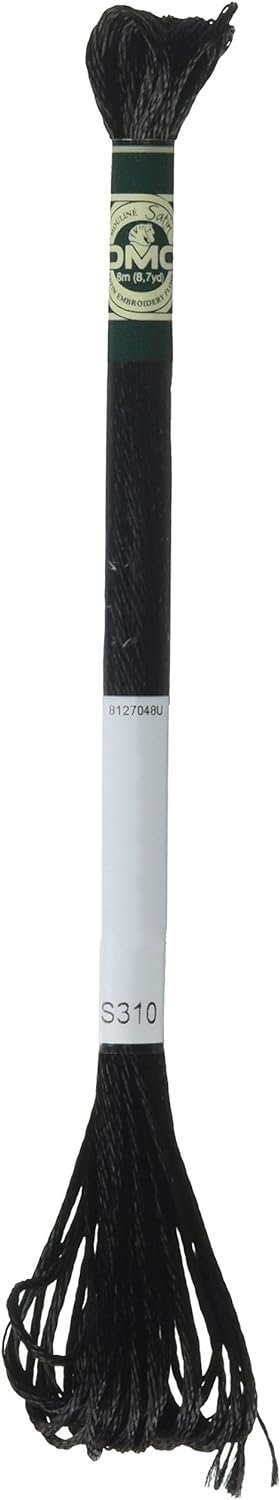 DMC 1008F-S310 Shiny Radiant Satin Floss, Black, 8.7-Yard