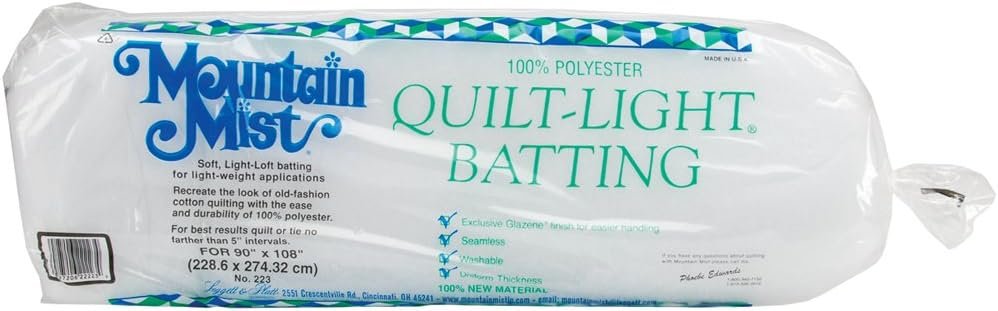 Mountain Mist Quilt-Light Polyester Batting, Queen 90-inch-by-108-inch