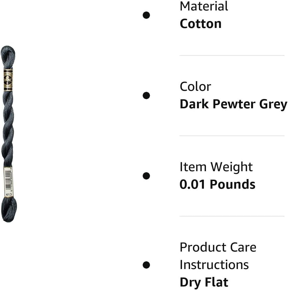 DMC 115 3-413 Pearl Cotton Thread, Dark Pewter Grey