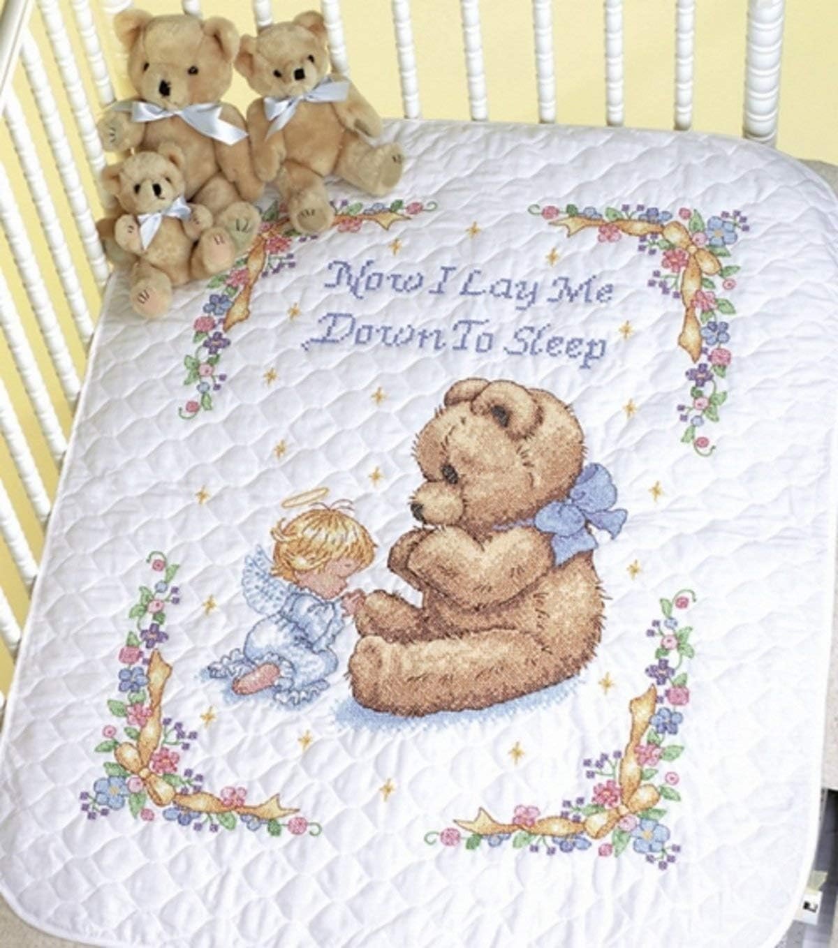 Dimensions Stamped Cross Stitch Sweet Prayer DIY Baby Quilt Kit, 34'' x 43''