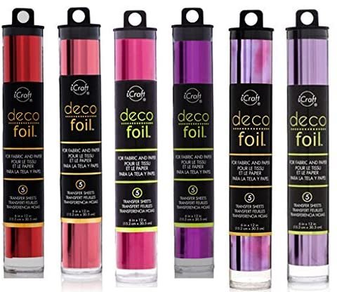 Deco Foil - Transfer Sheets - "Valentine" - Bundle of SIX Colors: Lilac, Amethyst Watercolor, Purple, Magenta, Pink Melon, and Red (VLT)