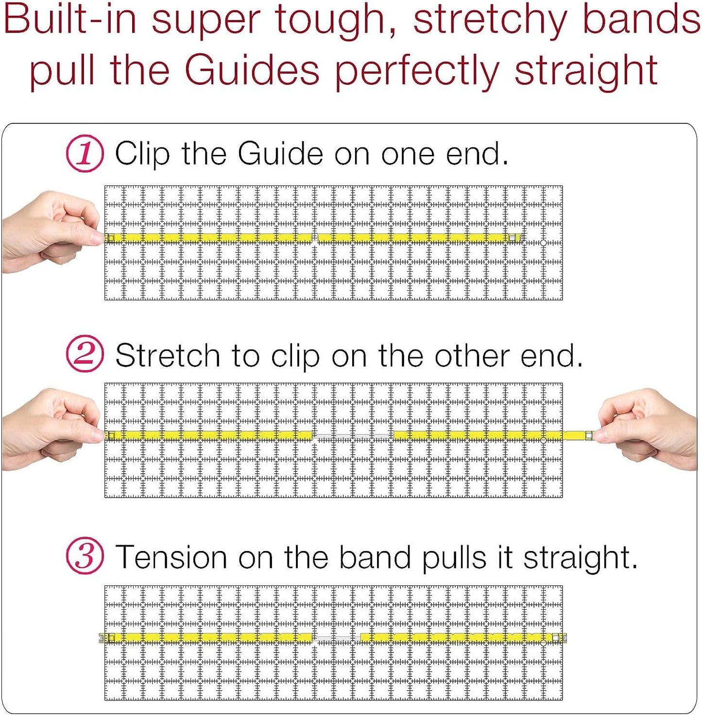 Guidelines4quilting - Quilt Ruler Upgrade Kit - Mistake Proof & Slip Proof Your 12" & 24” Quilt Rulers (or 12½" & 24½") - Cut Faster and More Accurately - for Both Right & Left-Handers