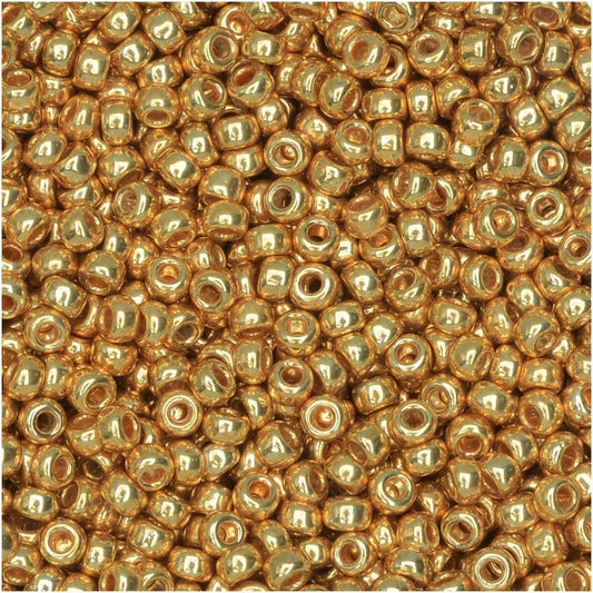 Round Seed Bead Size 11/0 8.5g-tube Galvanized Yellow Gold