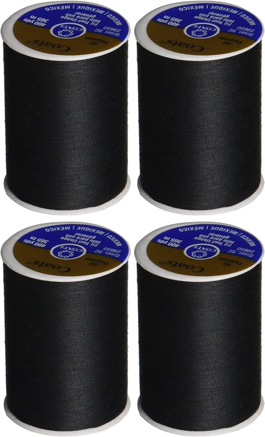4-PACK - Dual Duty All-Purpose Thread 400yds Black 230a-2