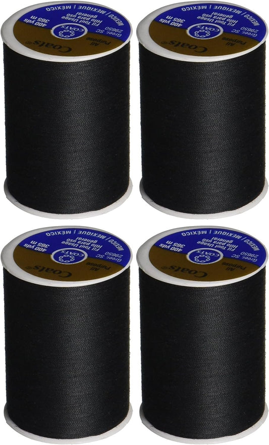 4-PACK - Dual Duty All-Purpose Thread 400yds Black 230a-2