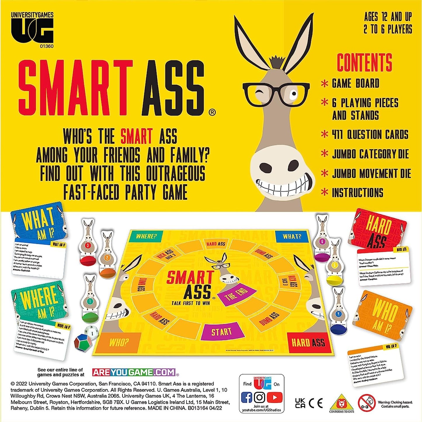 University Games, Smart Ass, The Ultimate Party Game, for Families and Adults Ages 12+, 2 to 6 Players